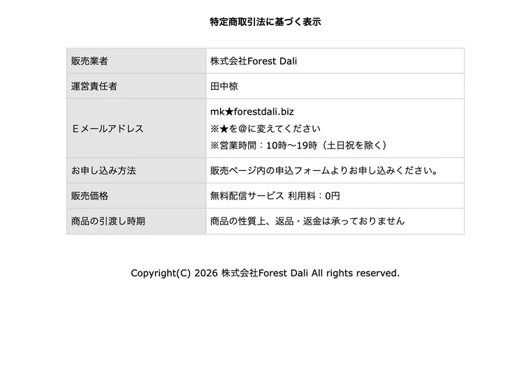 販売価格の欄に無料配信サービス利用料0円とだけ記載され、返品返金は承っておりませんと書かれたアドコンの特定商取引法に基づく表示