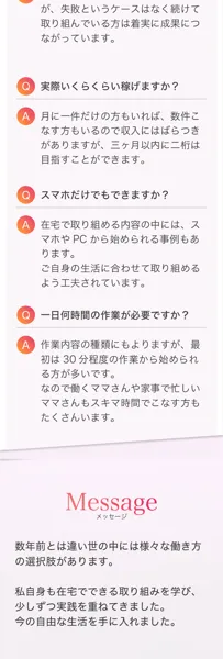 Q&Aコーナー。スマホだけでできるか、どれくらい稼げるかといった質問に答えている