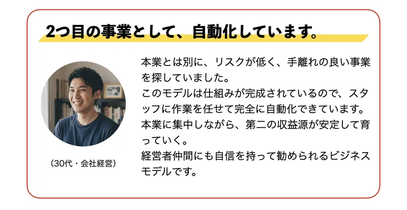 本業とは別に完全に自動化していると語る会社経営者の利用者の声