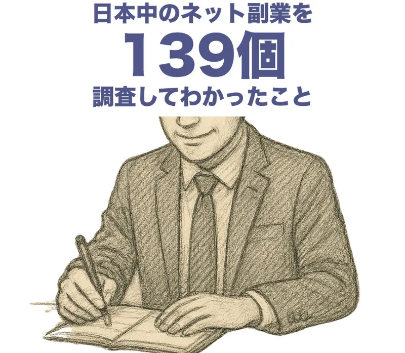 日本中のネット副業を139個調査してわかったことと謳う、坂本桃太郎の広告ページ